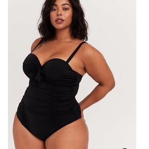 Torrid Black Front Tie UnderWire One Piece Size 3
